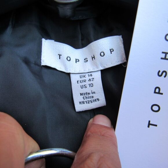 TOPSHOP Casey Belted Brown Glossy Jacket - Picture 5 of 7